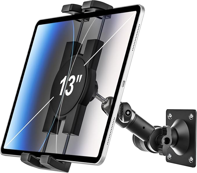 woleyi Tablet Wall Mount for iPad - [360° Adjustable Arm] Tablet Holder Stand for Kitchen Cabinet, Under Counter, Desk, for 4-13" Device iPad Pro, Air, Mini, Phone, Galaxy Tab, Z Fold, Fire HD, Switch