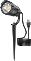 HIBOITEC 12W Spot Lights Outdoor 120V Landscape Lighting Waterproof Spotlight with 4.9ft 3-Plug LED Plug in Landscape Lights for Yard Gardern Decorations 2900K 1Pack
