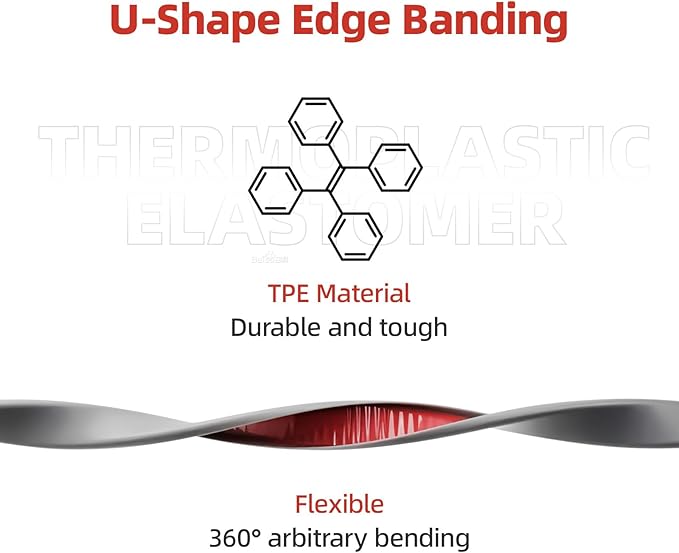 U-Shape Edge Banding, 1 inch x 20ft Edge TPE Self Adhesive Veneer Edging Trim Flexible Edge Protector, Strip for Countertop Cabinets Table Restoration Shelves, Grey