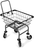 U Handle Grocery CART 1.5 Bushel (Gunpowder Metal) Red, Blue Trim (Black)