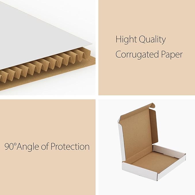 RLAVBL 7x5x1 Shipping Boxes Set of 50, White Small Corrugated Cardboard Box, Mailer Box