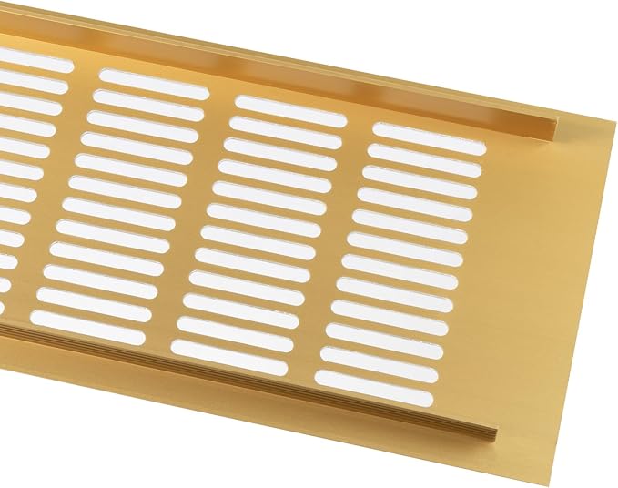 Vent Systems 15.75 x 3.94 (Outer Size) Air Supply Ventilation Grille - Pack of 2 - Gold Aluminum Rectangle Intake/Exhaust Door Vent Deflector - HVAC for Home Improvement Floor, Wall Duct Cover