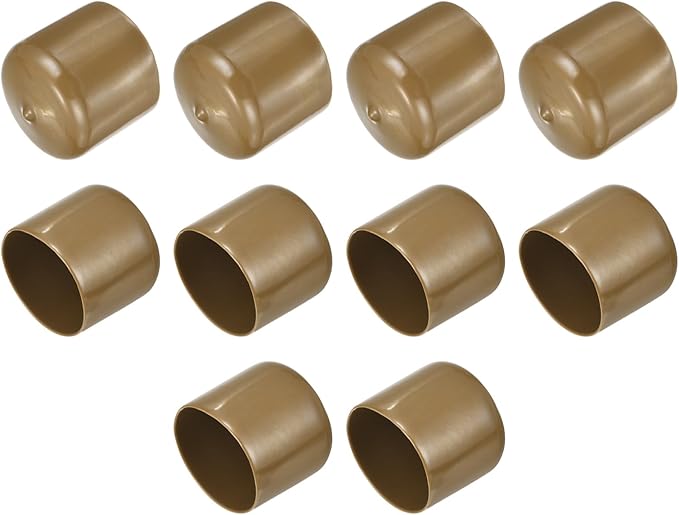 uxcell 10pcs Rubber End Caps 46mm ID Vinyl Round End Cap Cover Screw Thread Protectors Light Brown