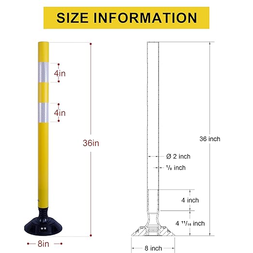 36 Inch Heavy Duty Traffic Cones 8-Pack with Spring Base - OrangeStar Reflective Safety Cones for Construction Zones, Highways, Parking Lots - Yellow Road Delineators