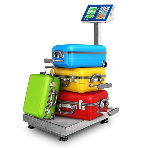 Giantex 660lbs Weight Computing Digital Scale Floor Platform Scale for Weighing Luggage Package Shipping Mailing Postal Scale with Accurate LB/KG Price Calculator, High-Definition Display (Silver)