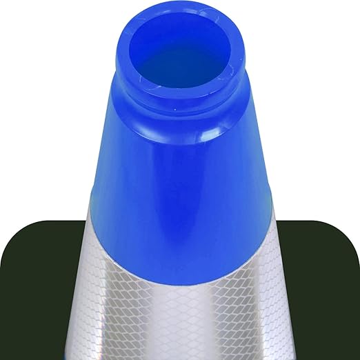 6 Pack 18" Inch Blue PVC Traffic Cones with Heavy-Duty Base, High-Visibility All-Weather Safety Cones for Road Construction, Parking Lot, and Garage Use (6, Blue, 18" Medium)