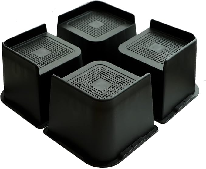Bed Risers 4 inch Heavy Duty, Oversized Furniture Riser with Non-Slip Base for Sofa Couch Chair Desk Table Leg Dorm Bed Frame Lifts Risers Blocks Supports Up to 6,500 Lbs (Black 4 Pack)