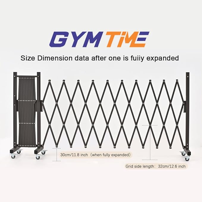 GYMTIME Expandable Metal Barricade, Safety Barrier with Casters, Retractable Garden Fence, Folding Security Temporary Gate for Home Indoor, Upgrade Stainless Steel Edge Posts, Brown, 23 Feet