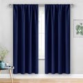 JIUZHEN Blackout Curtains for Bedroom - Thermal Insulated Room Darkening Rod Pocket Curtains for Living Room, Set of 2 Panels with Tiebacks, 38 x 72 Inch Length, Navy Blue