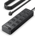 Flat Plug Power Strip Surge Protector with 20 AC Outlets 6 USB Ports, 1875W/15A, 2700 Joules, 6 Ft Heavy Duty Extension Cord with Multiple Outlets for Home, Office, Dorm, Gaming,ETL Listed