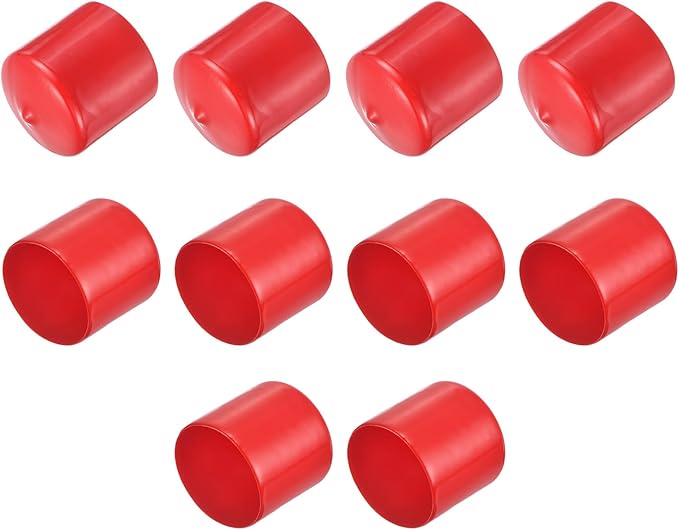 uxcell 10pcs Rubber End Caps 39mm ID Vinyl Round End Cap Cover Screw Thread Protector Red