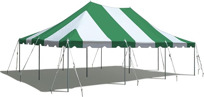 TentandTable 20' x 30' Premium Canopy Tent, Green/White, Outdoor Pole Tent, 60-120 Person Capacity for Parties, Weddings, Events, Commercial and Residential Use, Large Heavy Duty Vinyl Canopy Tents