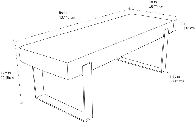 VANT Upholstered Bed Bench - Micro Suede Ocean Blue - Matte Black - Contemporary Modern, Bedroom Bench Seat, Hallway, or Entryway