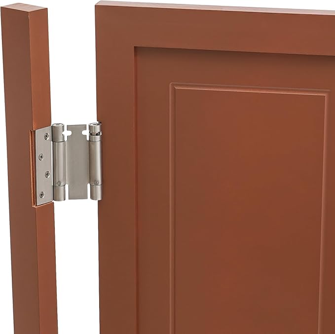 Solid Wood Interior Swing Door with Metal Hinges - Swinging Cafe Doors for Kitchen, Stairs, Bedroom Entrance & Partition (Brown, 35.43"X35.43")