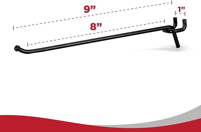 Presa Heavy Duty Black Steel Peg Board Shelving Hooks, 8-Inch, 50-Pack