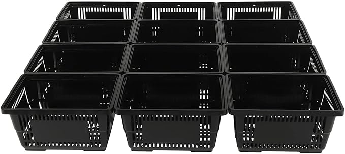 12 Pack Commercial Shopping Baskets - 21L Black Nesting Stackable Bins with Invisible Handle for Retail, Supermarket, Warehouse Durable Store Basket (Black-21L)