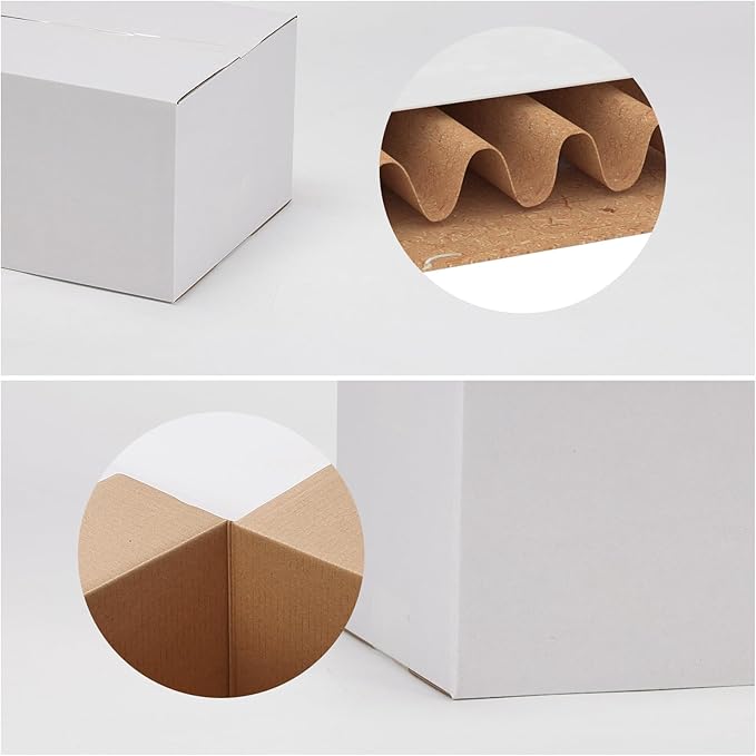 Calenzana 7x7x5 Shipping Boxes Set of 40, White Corrugated Cardboard Box for Mailing Packing Gifts Small Business