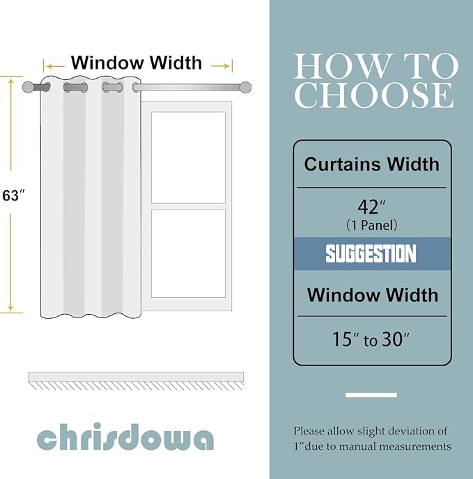 ChrisDowa Grommet Blackout Curtains for Bedroom - Thermal Insulated Room Darkening Curtains for Living Room (1 Panel Set, Dark Grey,42W x 63L)