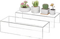 Acrylic Shelf Riser 12x4.7x3 pack of 2, Desktop Rectangular Acrylic Tray Pedestal Stand for Funko Pop Figure, Bags, 12x4.7x3 Inch
