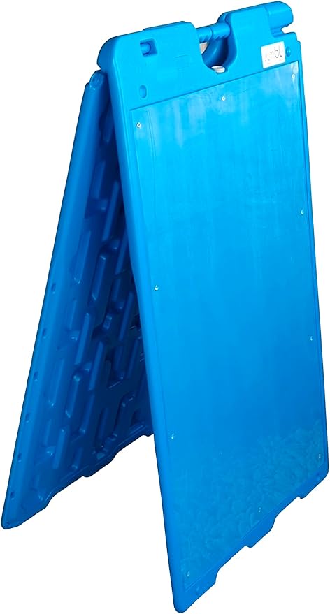 Jumbl Outdoor A-Frame Sandwich Signboard 24” x 36” Display Surface – w/PVC Sign Protector & Sand Fill Holes – Duel Display Signage Stand for Storefront Sidewalk Curb (Blue)