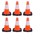 6 Pack 12" Orange PVC Safety Cones with Reflective Stripe, Black Base Stackable Training Cones for Soccer, Sports Drills, Gym, and Indoor or Outdoor Activities (6, Orange, 12 Inch)