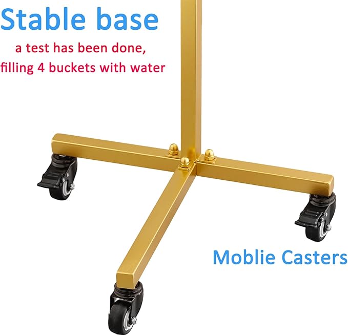 DYALE Flower Display Stand with Buckets - Flower Cart with Wheels for Bouquet Shop, Metal Flower Rack Display Stand for Wedding Garden, Party, Events (Gold, Square buckets)