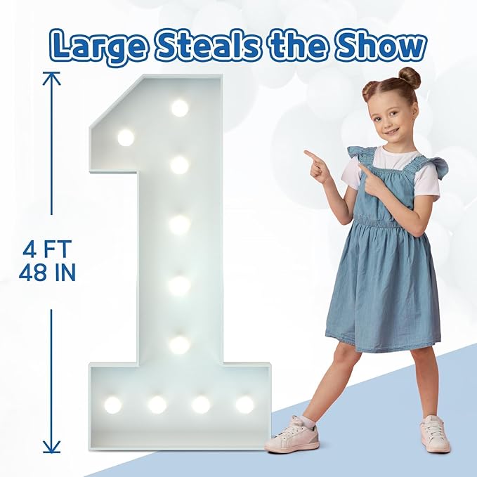 Marquee Numbers 4 Feet Tall Big Light Up Numbers 80th Birthday Decorations Women Men White Anniversary Party Decor Large Cardboard Prop Backdrop Sign 80