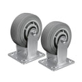 5'' × 2'' Caster Wheels, Heavy Duty Industrial Casters, Rubber Wheels with Roller Bearing, Load 700lbs per Swivel Caster for Cart Dolly Toolbox Trolley (2 Rigid)