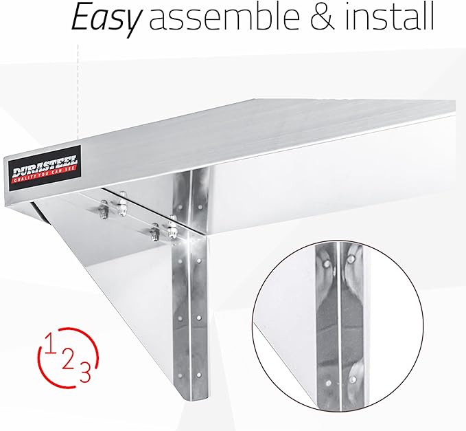 DuraSteel Stainless Steel Wall Shelf - 36" Wide x 12" Deep Commercial Grade - NSF Certified - Industrial Appliance Equipment (Restaurant, Bar, Home, Kitchen, Laundry, Garage and Utility Room)