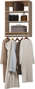 Medium Double Hanging Closet Unit, Modular Closet System, Wood Closet System Organizer with Storage for Walk In Closets, Clothing Rack Closet for Hanging Clothes, Bedroom, 28.5"W