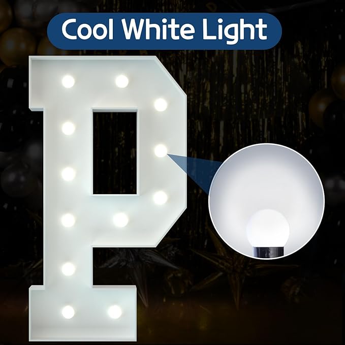 Marquee Letters 4 Feet Tall Large Light Up Letters Baby Shower Decorations Wedding Engagement White Party Decorations Prom Sign Big Cardboard Backdrop P