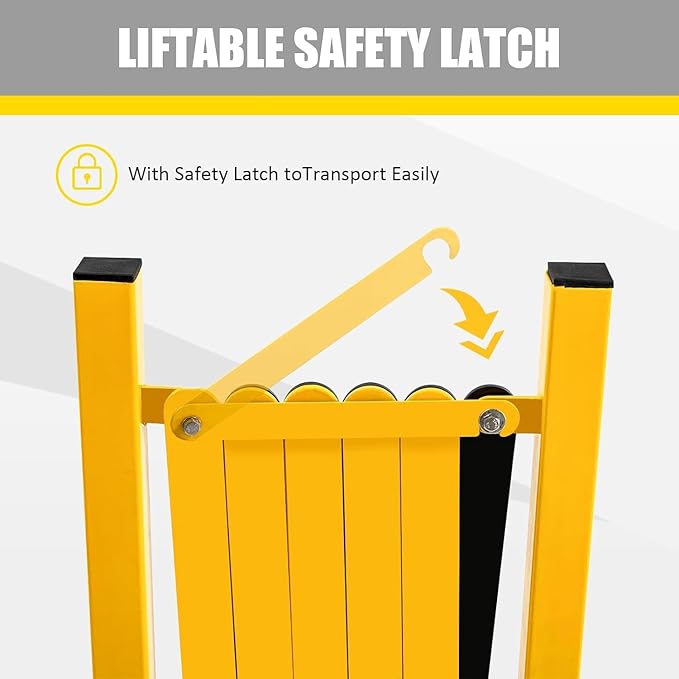 Metal Expandable Barricade, 11 Feet Retractable Fence Outdoor, Mobile Safety Barrier Gate, Easily Assembled Expanding Gate with Casters, Collapsible Accordion Barricade Gate Outdoor (11 FT)