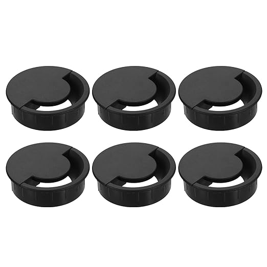 uxcell 6 Pcs Desk Grommet, 80 Mm/3.15 Inch Cable Wire Grommet Organizer, Desk Hole Cover for Home Office Computer Equipment, Black