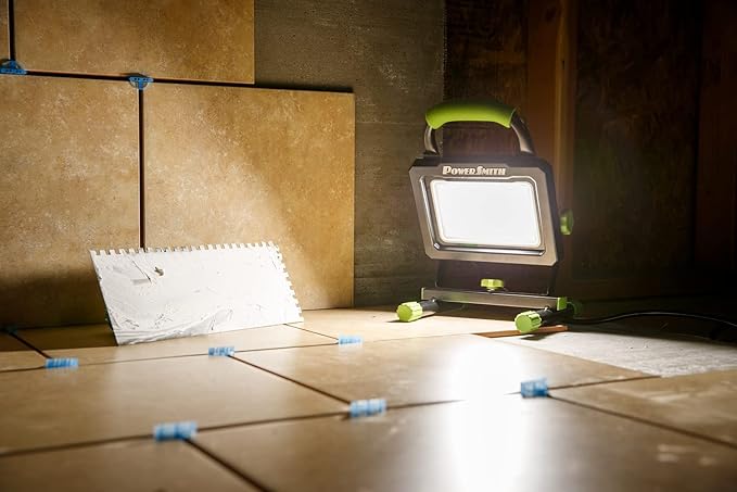 PowerSmith 7,000 Lumen Portable LED Work Light with Metal Stand and Housing, Sealed On/Off Switch, and 5 Year Warranty (PWLS070H)