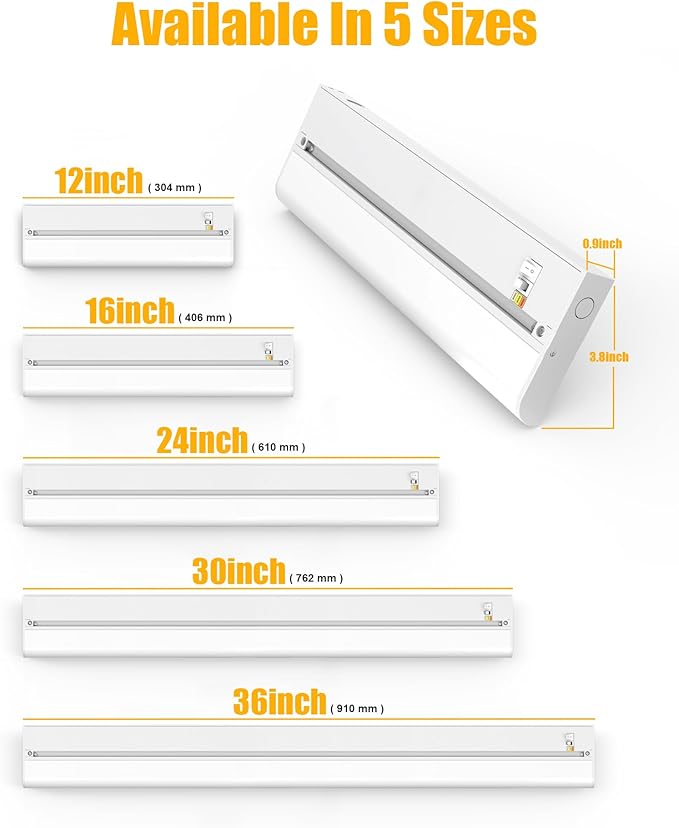12 Inch Hardwired Under Cabinet Lighting, 3 Color Setting Dimmable LED Under Cabinet Lights Wired, 700LM Linkable Under Counter Lights for Kitchen, 8W, CRI>97