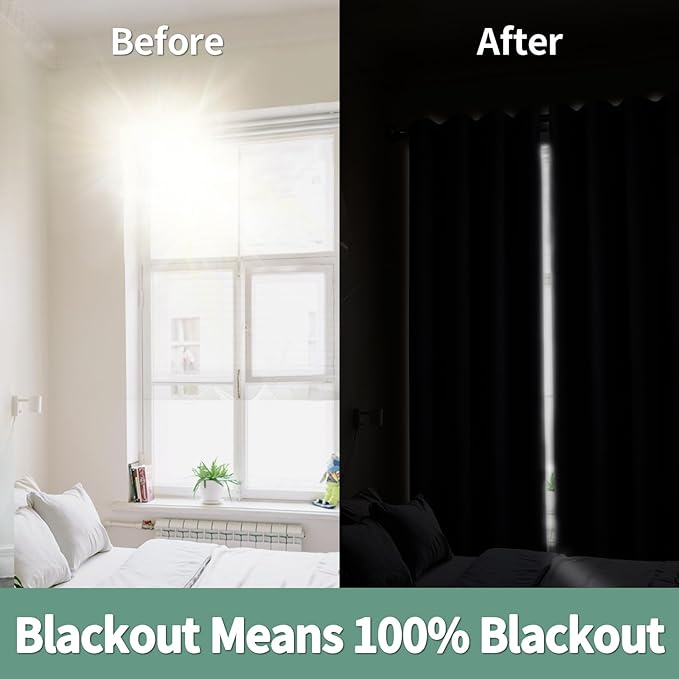 Cream Blackout Curtains for Bedroom 63 Inch Length 2 Panels Set, 100% Light Blocking Thermal Insulated Soundproof Grommet Curtains with Thick Black Liner for Narrow Window, Each 38 Inch Wide