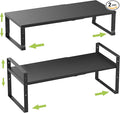 Expandable,Stackable Spice Rack,Seasoning Organizer and Storage,Spices Jar Racks for Cabinet,Countertop, Metal Pantry, Cupboard,Laundry Storages,Heavy Duty(2 PACKS/LARGE/BLACK)