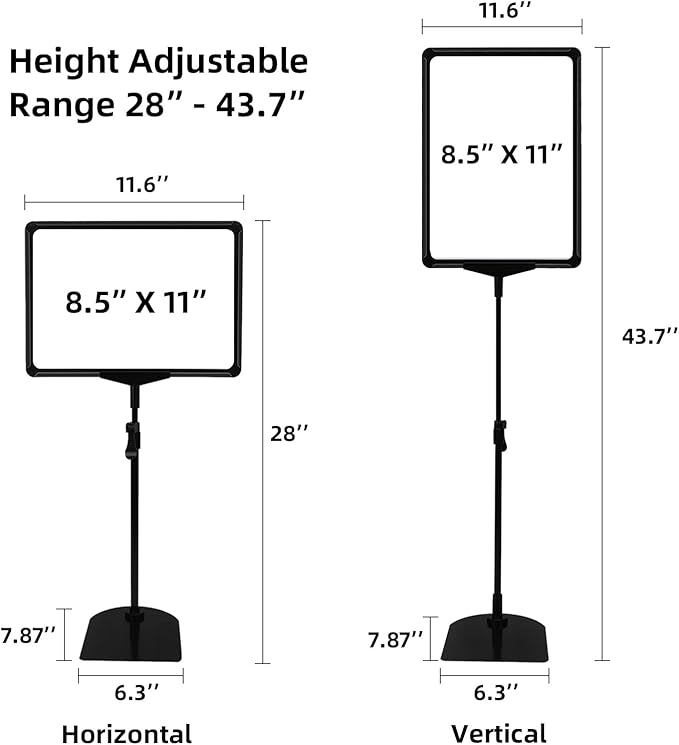 Sign Holder Stand 8.5 x 11,Sign Stand for Display,Adjustable Sign Holders For Table Top,Table Sign Holders,Suitable for indoor use (Black-6pcs)