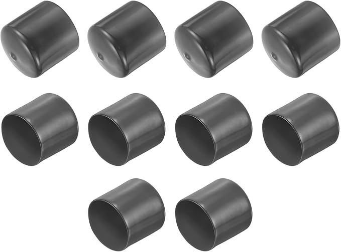 uxcell 10pcs Rubber End Caps 50mm(2") ID Vinyl Round End Cap Cover Screw Thread Protector Dark Grey