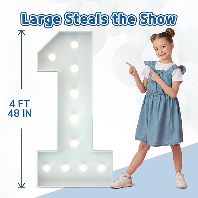 Marquee Numbers 4 Feet Tall Big Light Up Numbers 13th Happy Birthday Decorations Girl Boy White Anniversary Party Decor Large Cardboard Prop Backdrop Sign 13