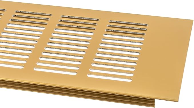 Vent Systems 16 x 4 Inch (Outer Dimensions) Air Supply Ventilation Grille - Gold Aluminum Rectangle Intake/Exhaust Door Vent Deflector - HVAC for Home Improvement Floor, Wall Duct Cover