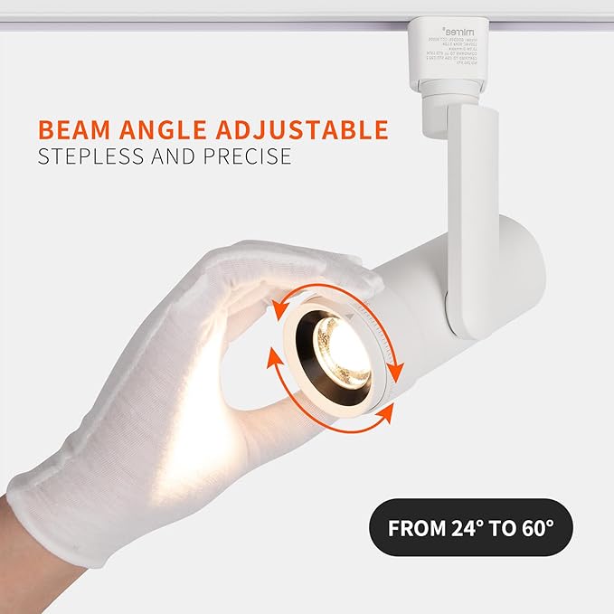 mirrea H Type LED Track Lighting Heads, Track Light Head with 24° to 60° Adjustable Beam Angle, 13.5W 90 CRI 3000K Warm White Painted, White Pack of 3