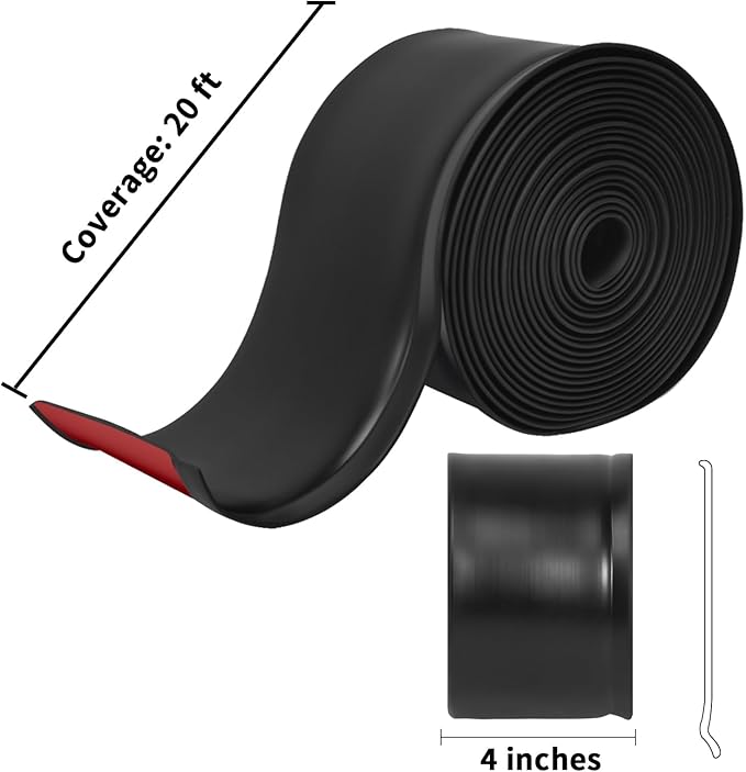 Art3d 20ft Vinyl Wall Baseboard Trim Peel and Stick for Wall Edges, Furniture Decoration, Wall Molding Trim Black