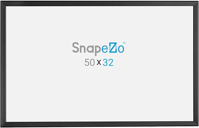 SnapeZo Poster Frame 32x50, Black, 1.25 Inch Aluminum Profile, Front-Loading Snap Frame, Wall Mounting, Professional Series