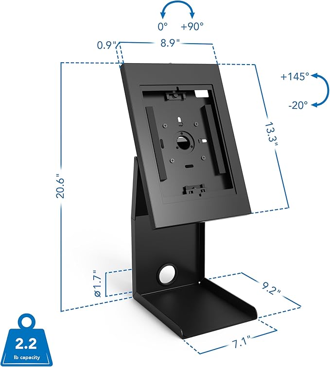 Mount-It! iPad Kiosk Stand with Printer Shelf – Locking Anti-Theft Tablet Enclosure for POS, Retail & Business – Rotating & Tilting Secure Checkout Stand for iPad 7-10, Air & Pro