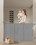 71 inch Retractable Baby Gates 34 inch Tall, Retractable Gate with Reinforced Strip Design to Prevent Crawling Through, 6 FT Retractable Dog Gate for Stairs, Doorways, Hallways, Indoor/Outdoor
