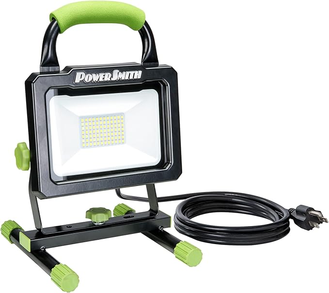 PowerSmith 7,000 Lumen Portable LED Work Light with Metal Stand and Housing, Sealed On/Off Switch, and 5 Year Warranty (PWLS070H)