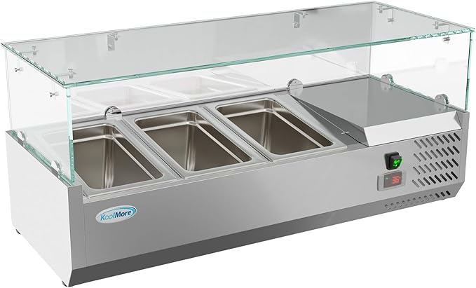 KoolMore SCDC-3P-SSL Commercial-Refrigerator, 40 Inch with Sneeze Guard, Silver