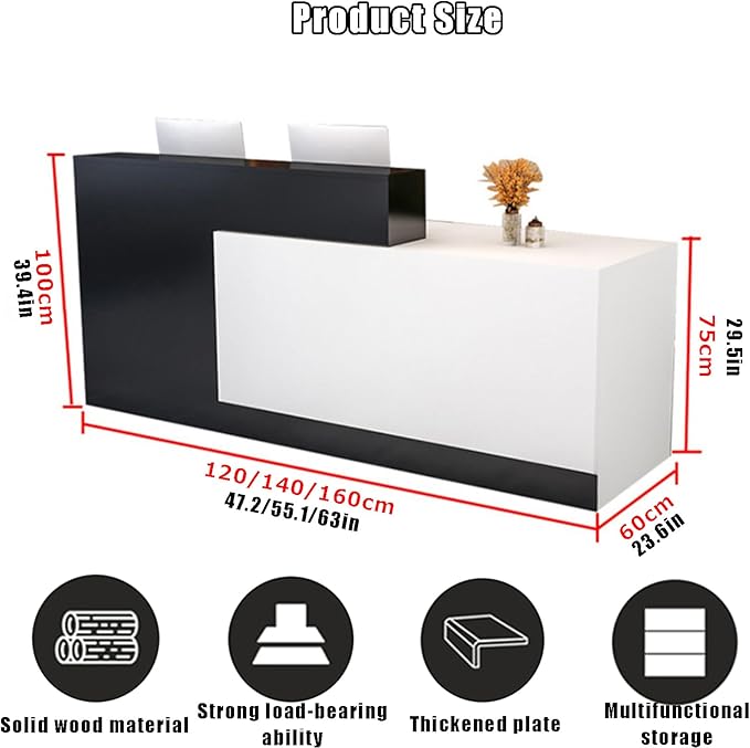 Reception Counter Desk, Front Counter Desk with Lockable Drawers, Modern Retail Counter,Home Office Desk Wooden Computer Desk Reception Table,for Checkout Office/Beauty Salon/Lobby