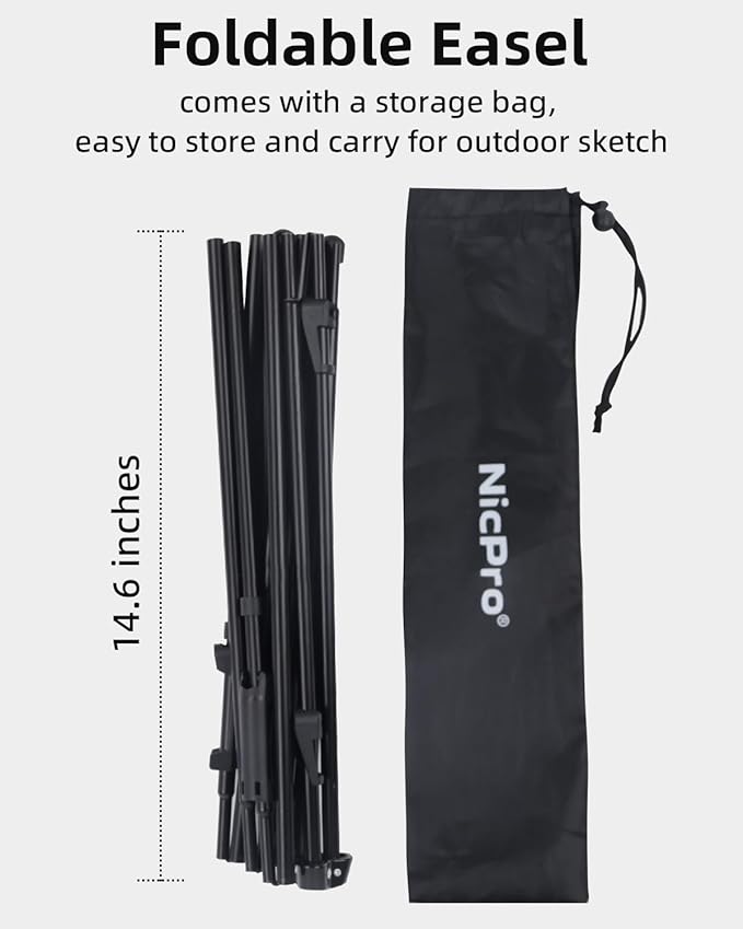 Nicpro Black Easel Stand for Sign, 8 Pack 63" Metal Portable Adjustable Collapsible Easels for Display, Painting, Poster, Wedding Sign with Carry Bag